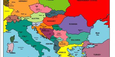 Europos žemėlapis, kuriame Albanija