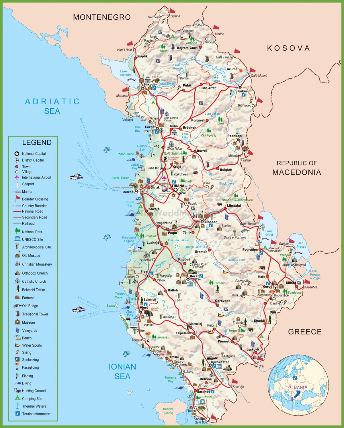 žemėlapis shqiperia Albanija