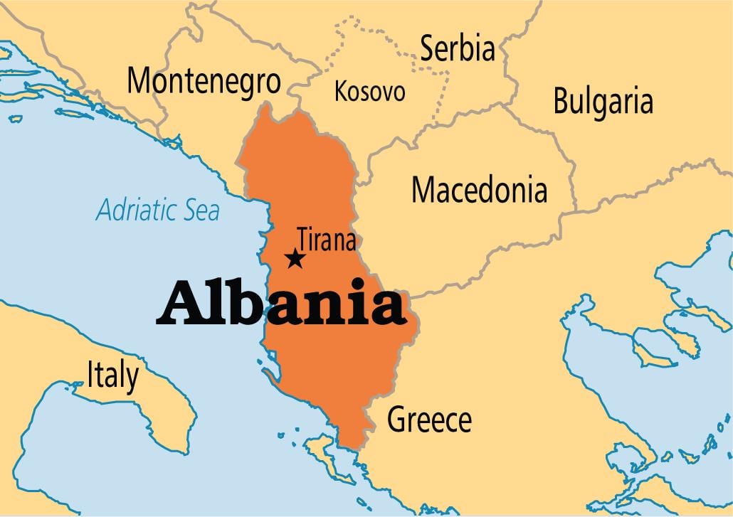 Albanija šalies žemėlapį