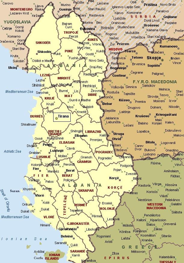 žemėlapis albanijos krantų