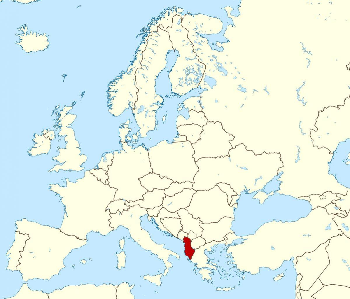 pasaulio žemėlapis, kuriame Albanija