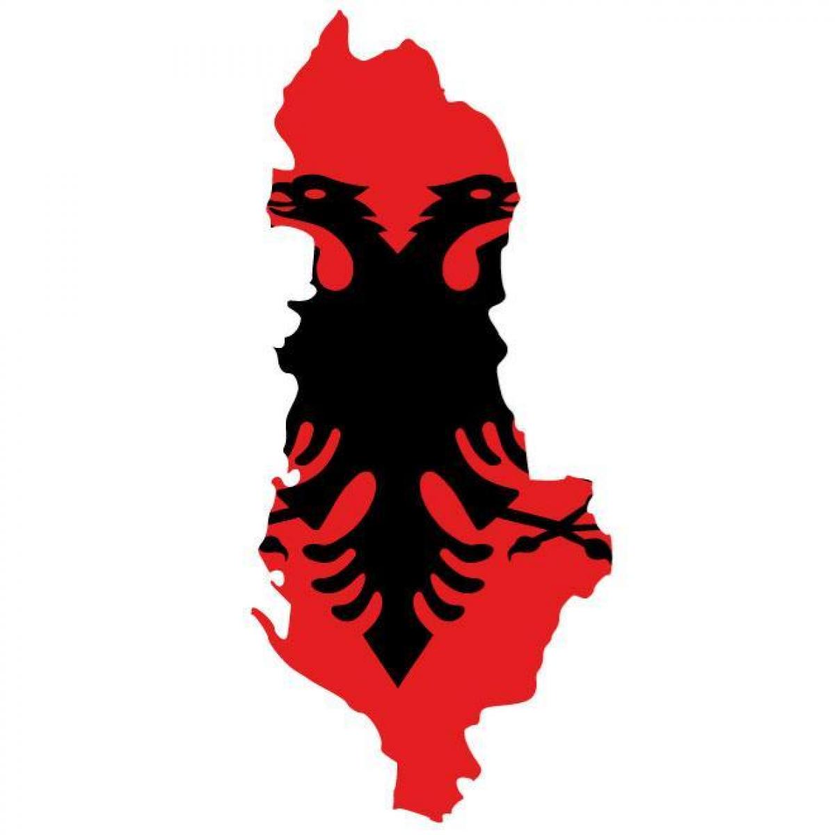 žemėlapis Albanijos vėliava