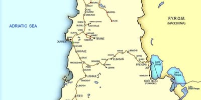 Žemėlapis traukinio Albanija