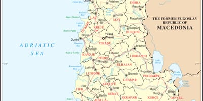 Žemėlapis Albanijos miestų
