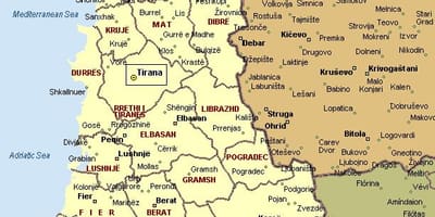 Žemėlapis albanijos krantų