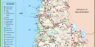 Žemėlapis Albanijos turizmo